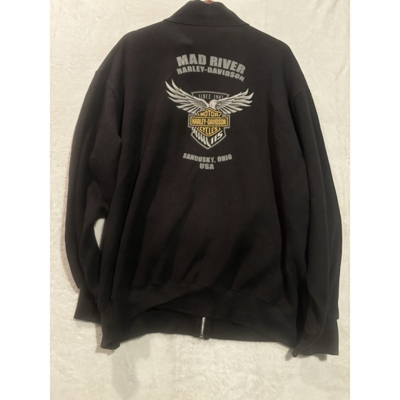 Vintage Harley Davidson Hoodie Black Mens XL Zip Mad River Sandusky OH Biker - Picture 9 of 12